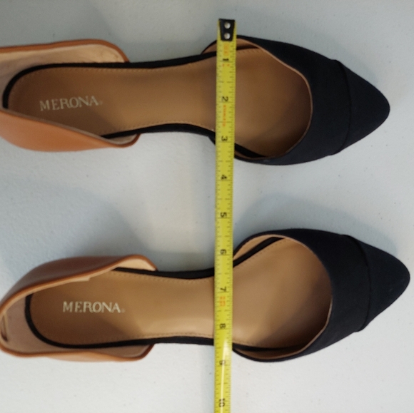 Merona Brand Woman's Shoe Flats US SZ 8.5  2-Tone Brown & Black Pointed Toe - Picture 3 of 12